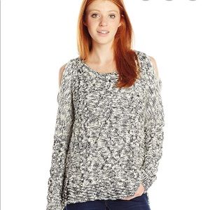 Vintage Havana cold shoulder cable sweater